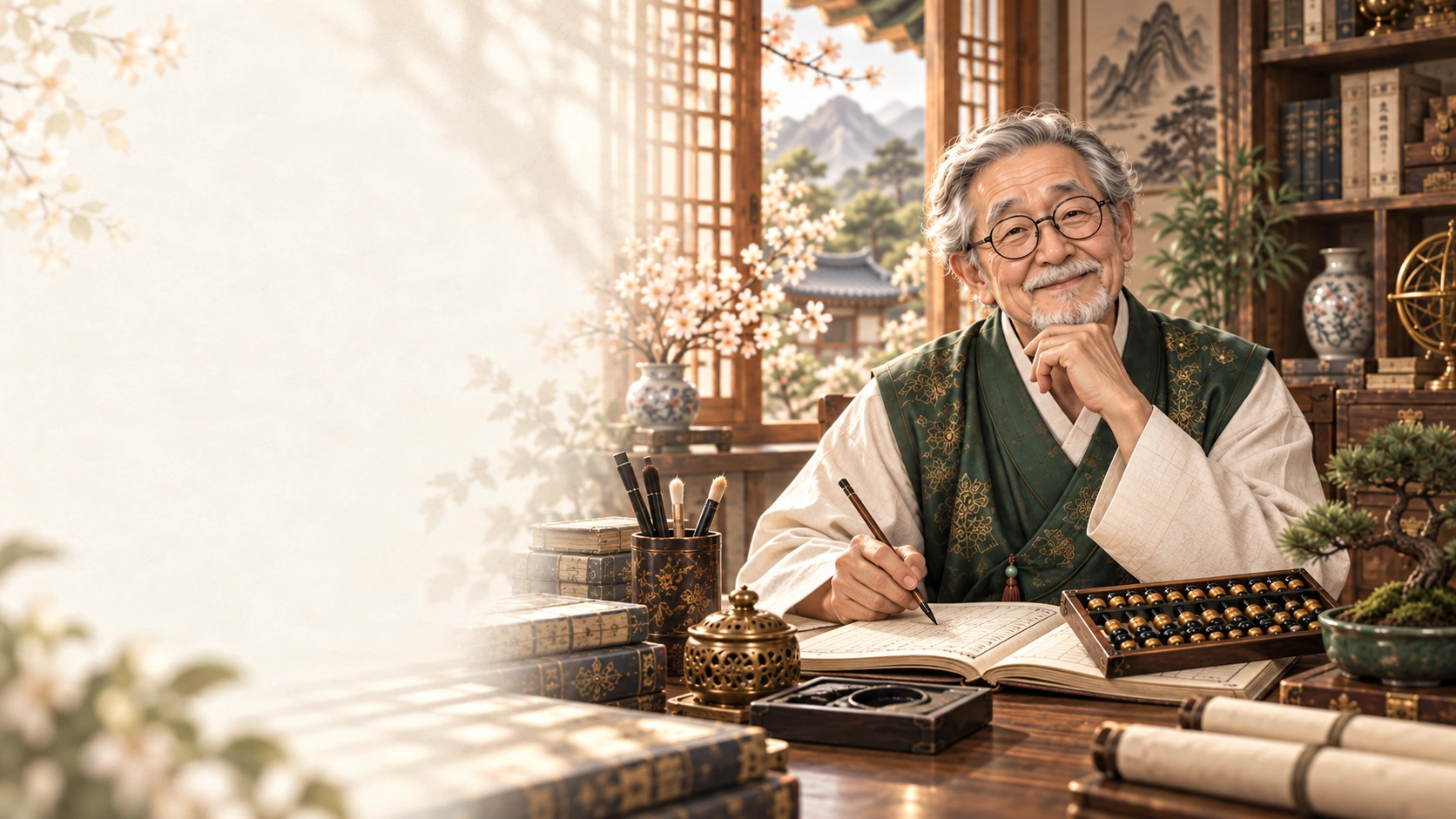 만복 할배가 책과 함께 맞이하는 사주페이퍼 기록실