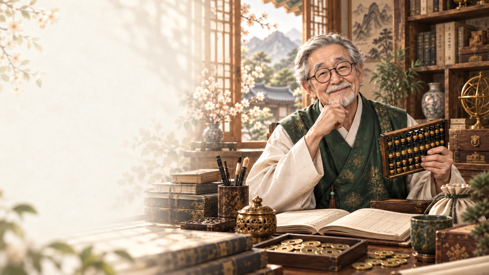 만복 할배가 책과 함께 맞이하는 사주페이퍼 기록실